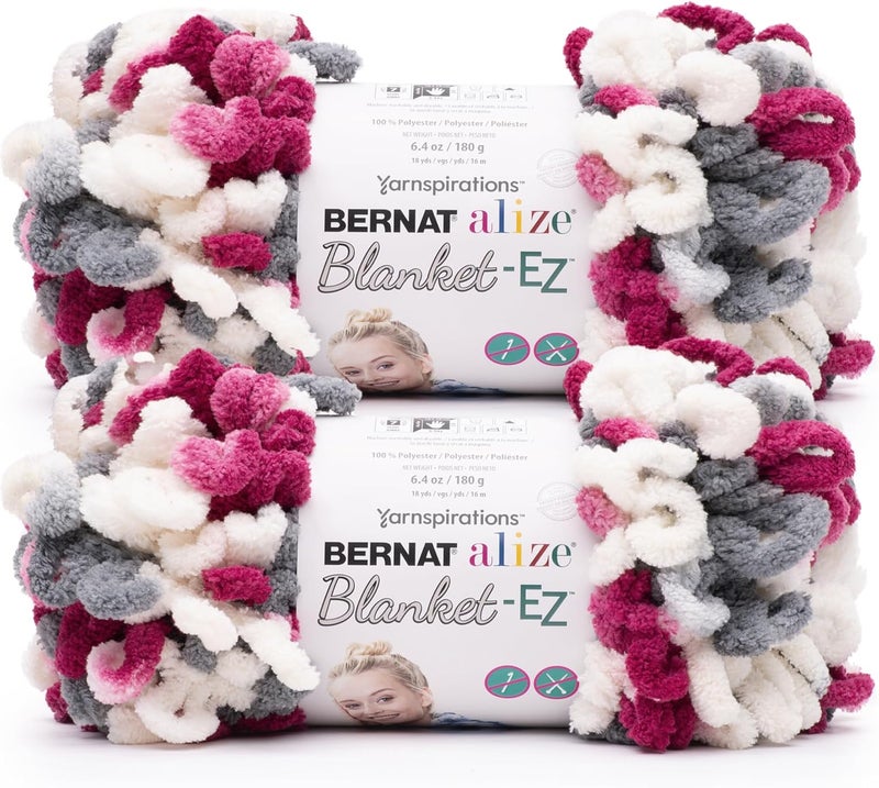 Bernat Alize Blanket Claret Storm Yarn - 2 Pack of 180g/6.4 oz - 100% Polyester - #7 Jumbo - 18 Yards - Chunky Yarn for Hand Knitting/Crochet - Image 1